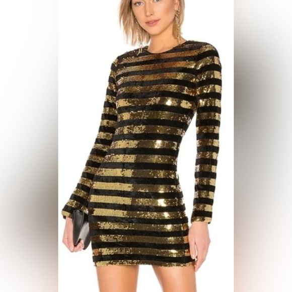 RtA Sequin and velvet long sleeve dress. - Picture 1 of 16